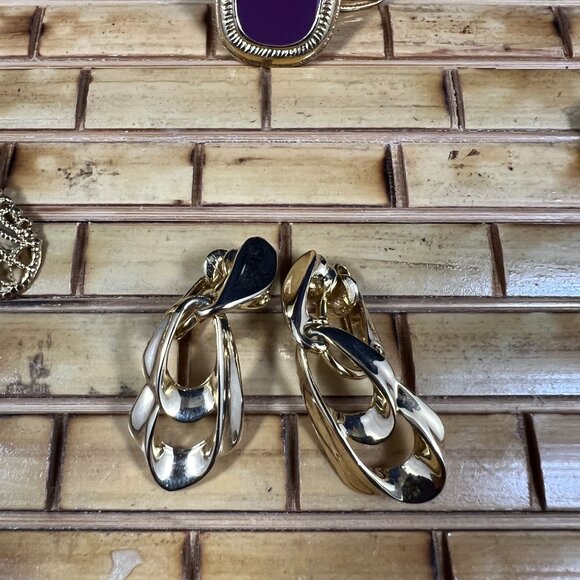 Set Of 6 Pairs Vintage-Inspired Earrings Gold Black & Purple Mixed Metals For Wo - Picture 7 of 8